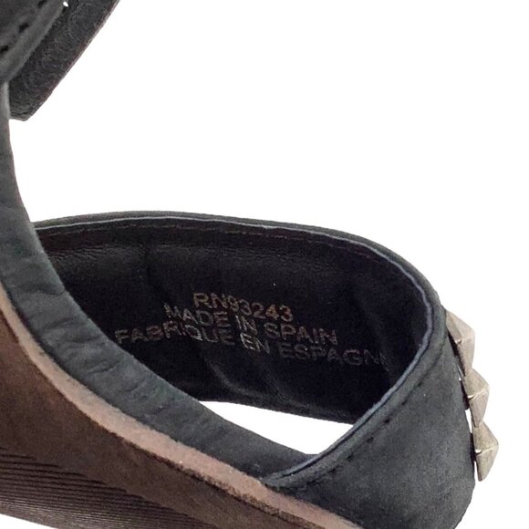 DIESEL 36 Cuir Desir Soleil Studded Sandal Block Heel Black Leather Ankle Strap - Picture 10 of 11